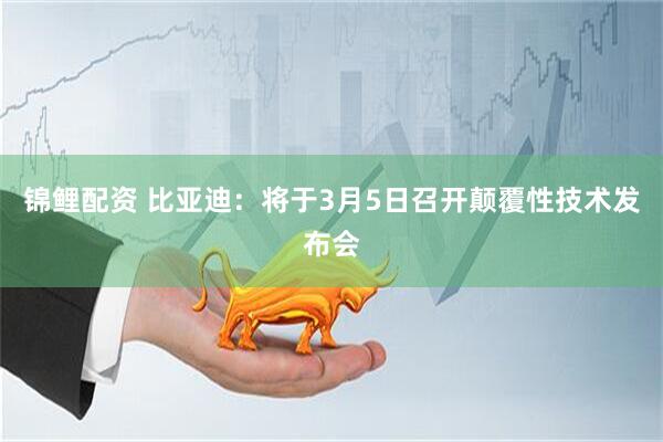 锦鲤配资 比亚迪：将于3月5日召开颠覆性技术发布会